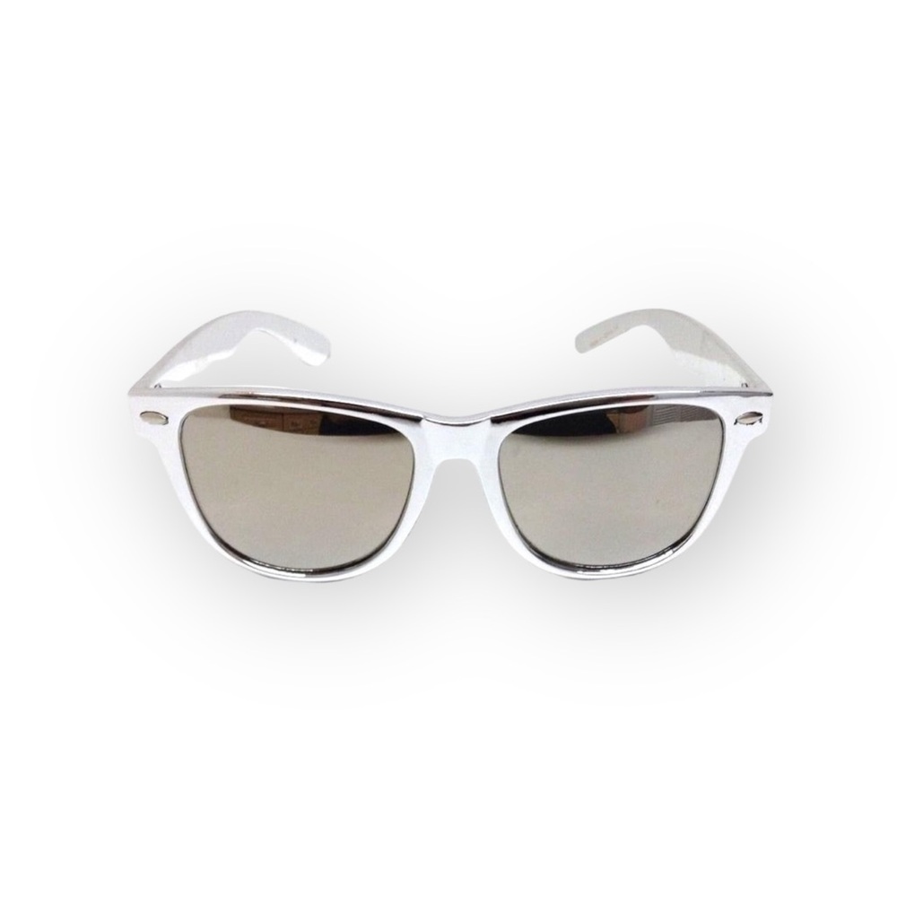 new Classic Horn Rim Wayfarer Sunglasses 𖤐 Silver Metallic 𖤐 UV Protect Lens